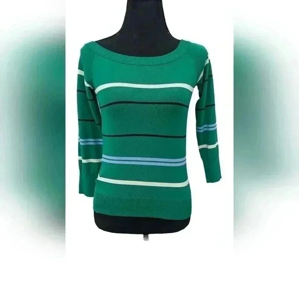 NWT Ann Taylor Women's Striped Long-Sleeve Boat Neck Top Size XSmall.